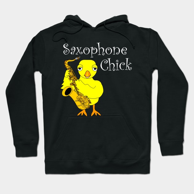 Saxophone Chick White Text Hoodie by Barthol Graphics